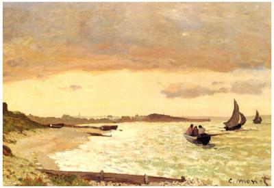 Claude Monet The Beach at Sainte-Adresse Keilrahmen-Bild Leinwand Klassiker